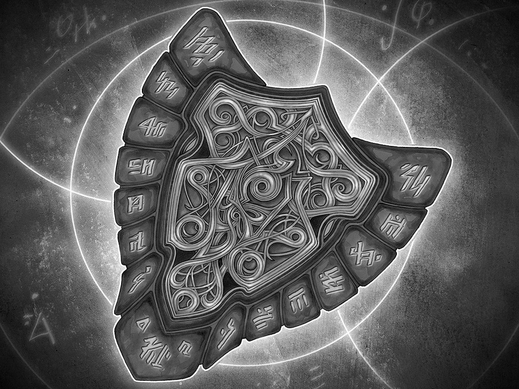 Fantasy háttérkép - Abbit rune shield