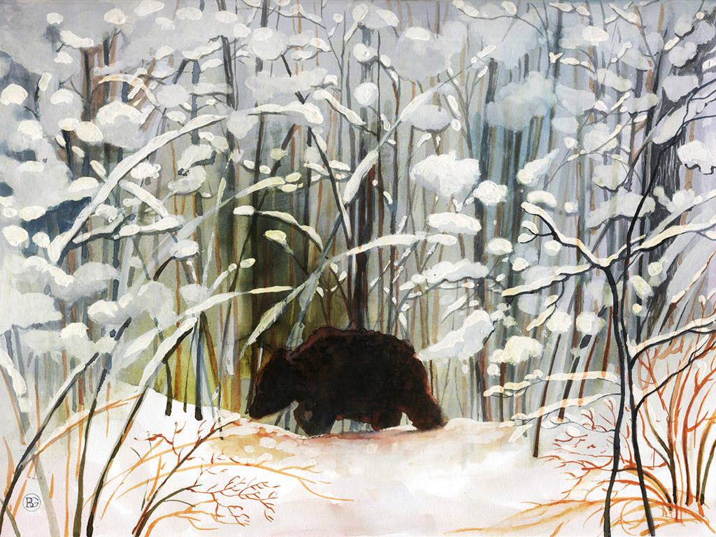 Téli mese háttérkép - Eltévedt medvebocs